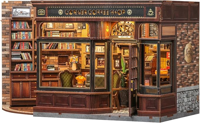 Wooden Puzzles for Adults, 294 Pieces, Tiny House Booknook Craft Bookshelf Decor Mini Scale Model