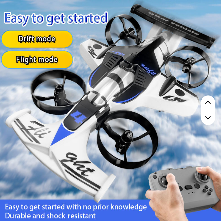DJ Land Air Dual-use Four-axis Aircraft Aerobatic Drift Two-in-one Remote Control Drone Plastic 1080p