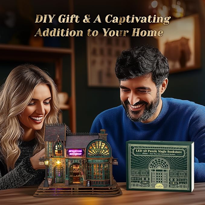 Building Model Kit with LEDs - DIY Miniature Magical Bookstore