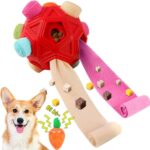 Dog Snuffle Ball-Interactive Puzzle Dog Toys Encourage Natural Foraging Skills Slow Feeder for Training and Stress Relief, Cloth Strip Hiding Food Chew Toys for Any Size Dogs with Squeaky Carrot
