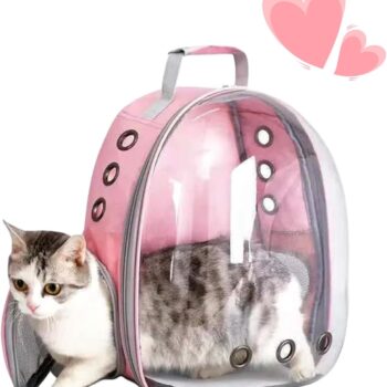 Cat Backpack Bubble, Cats and Dogs Pet Carrier Hard, Suitable for Cats Traveling Cat Bag Carrier, Transparent Outdoor Waterproof Spacecraft Pet Backpack Carrier(Pink)