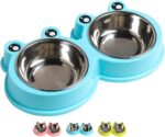 Double Dog Cat Bowls Premium Stainless Steel Pet Bowls with No-Slip Stainless Steel Cute Modeling Pet Food Water for Feeder Dogs Cats Rabbit and Pets