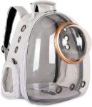 Pet Space Capsule Backpack, Small Medium Cat Puppy Dog Carrier, Transparent Breathable Heat Proof, Pet Carrier for Travel Hiking Walking Camping, Grey