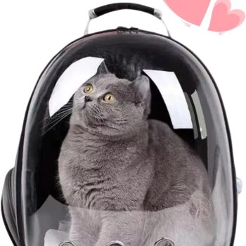 Cat Backpack Bubble, Cats and Dogs Pet Carrier Hard, Suitable for Cats Traveling Cat Bag Carrier, Transparent Outdoor Waterproof Spacecraft Pet Backpack Carrier(Black)