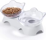 Cat Bowls, Cat Food Bowls Elevated Tilted, Anti Vomiting Kitty Bowl for Puppy and Bunny, Orthopedic for Indoor Cats.