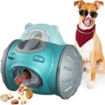 Interactive Dog Treat Dispenser Toy with Slow Feeding Enriching Play, Food Dispensing Dog & Cat Toy Enrichment Puzzle for Small, Medium, or Large Breeds, Heavy-Duty ABS Plastic