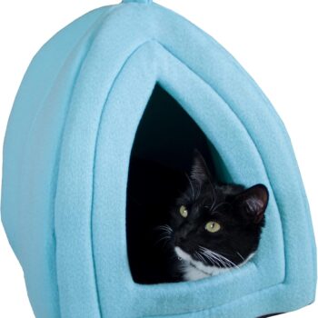 Cat House - Indoor Bed with Removable Foam Cushion - Pet Tent for Puppies, Rabbits, Guinea Pigs, Hedgehogs, and Other Small Animals by  (Blue)