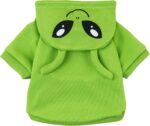 Alien Dog Hoodie Dog Warm Jacket Coat Puppy Sweatshirt Christmas Halloween Dog Costume Cosplay Winter Dog Clothes Pet Apparel for Small Medium Dogs Cats Kitten Solid Green S