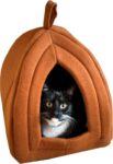 Cat House - Indoor Cat Bed with Removable Foam Cushion - Pet Tent for Kittens, Rabbits, Guinea Pigs, and Other Small Animals by  (Brown)