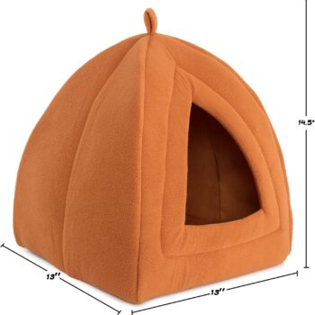 Cat House - Indoor Cat Bed with Removable Foam Cushion - Pet Tent for Kittens, Rabbits, Guinea Pigs, and Other Small Animals by  (Brown)