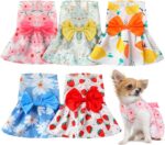 5 Pieces Dog Clothes Girl Dog Dresses Small Floral Puppy Dresses Pet Cat Princess Bowknot Clothes Cute Puppy Summer Outfits for Yorkie Female Cat Small Pets, 5 Styles(Cute Style,X-Small)