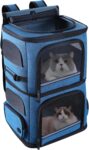Double Cat Carrier for 2 Cats,Dog Backpack Carrier for Medium Dogs,Double Compartment Pet Carrier Backpack for Dual Pets,for Outdoor Traveling/Stroll and Picnic (Blue)
