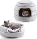 Cat Bed and House, 2-in-1 Foldable Cat Houses for Indoor Cats, Soft Velvet Cat Cave, Removable and Washable Cushion, Cat Condo for All-Season Comfort and Style