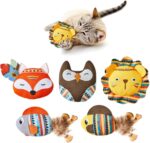 Cat Toys Jungle Animals, 5 Pack Bite Resistant Catnip Toys, Interactive Cat Kicker Toys for Indoor Cats, Promotes Kitten Exercise, 3.5 Inches
