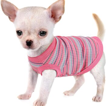 Elevate Your Pet's Comfort and Fashion: Premium 100% Cotton Rib Dog Shirt Vest for Small Breeds Like Chihuahuas, Yorkies, and Puppies .Year-Round Style with Tank-Style Puppy Attire Pink X-Small